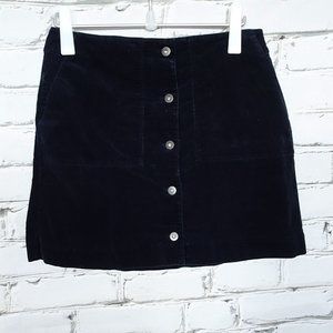 Uniqlo Navy Corduroy Button Front Mini Skirt